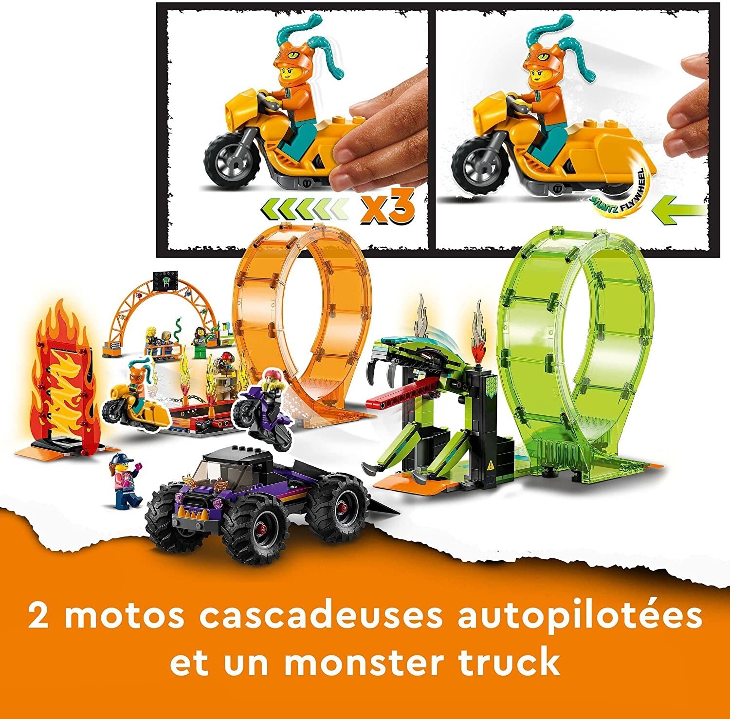 LEGO City L’Arène de Cascade avec Double Looping 60339 /Monster Truck Jouet NOEL