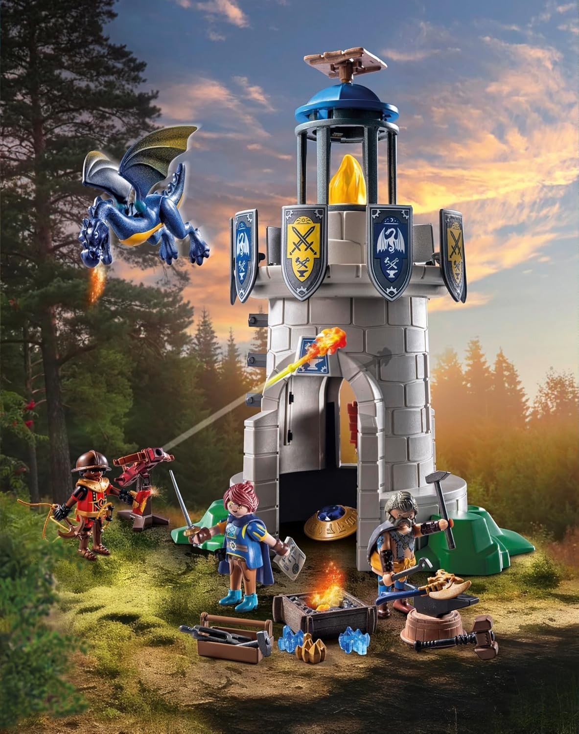 PLAYMOBIL Tourelle des chevaliers de Novelmore avec dragon 71483 / Jouet NOEL