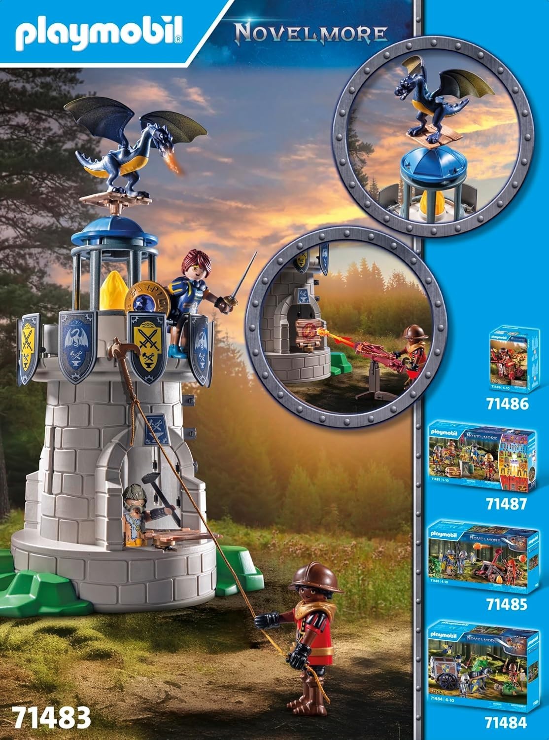 PLAYMOBIL Tourelle des chevaliers de Novelmore avec dragon 71483 / Jouet NOEL