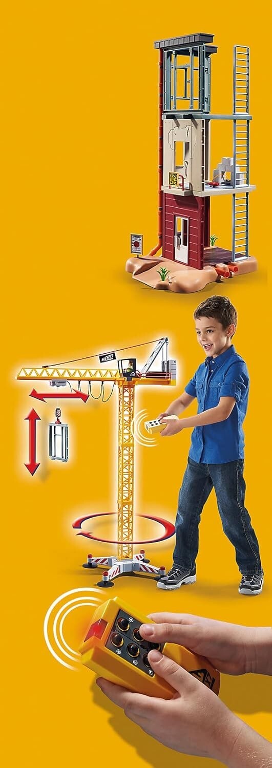 PLAYMOBIL City action Grue Radio-commandée avec Mur de Construction 70441 / NOEL