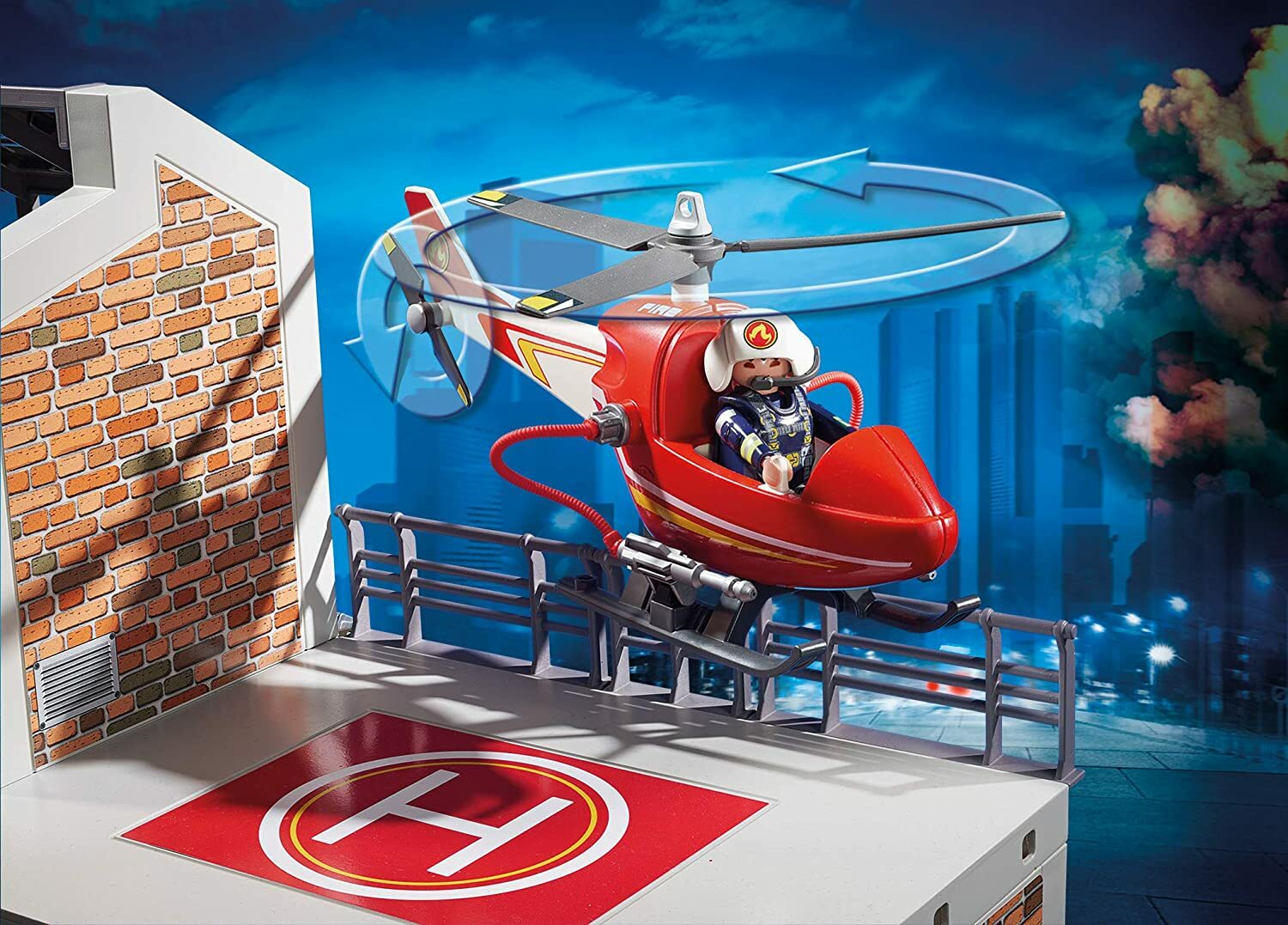 PLAYMOBIL Caserne de Pompiers avec Hélicoptère 9462 / Enfant jeu jouet NOEL