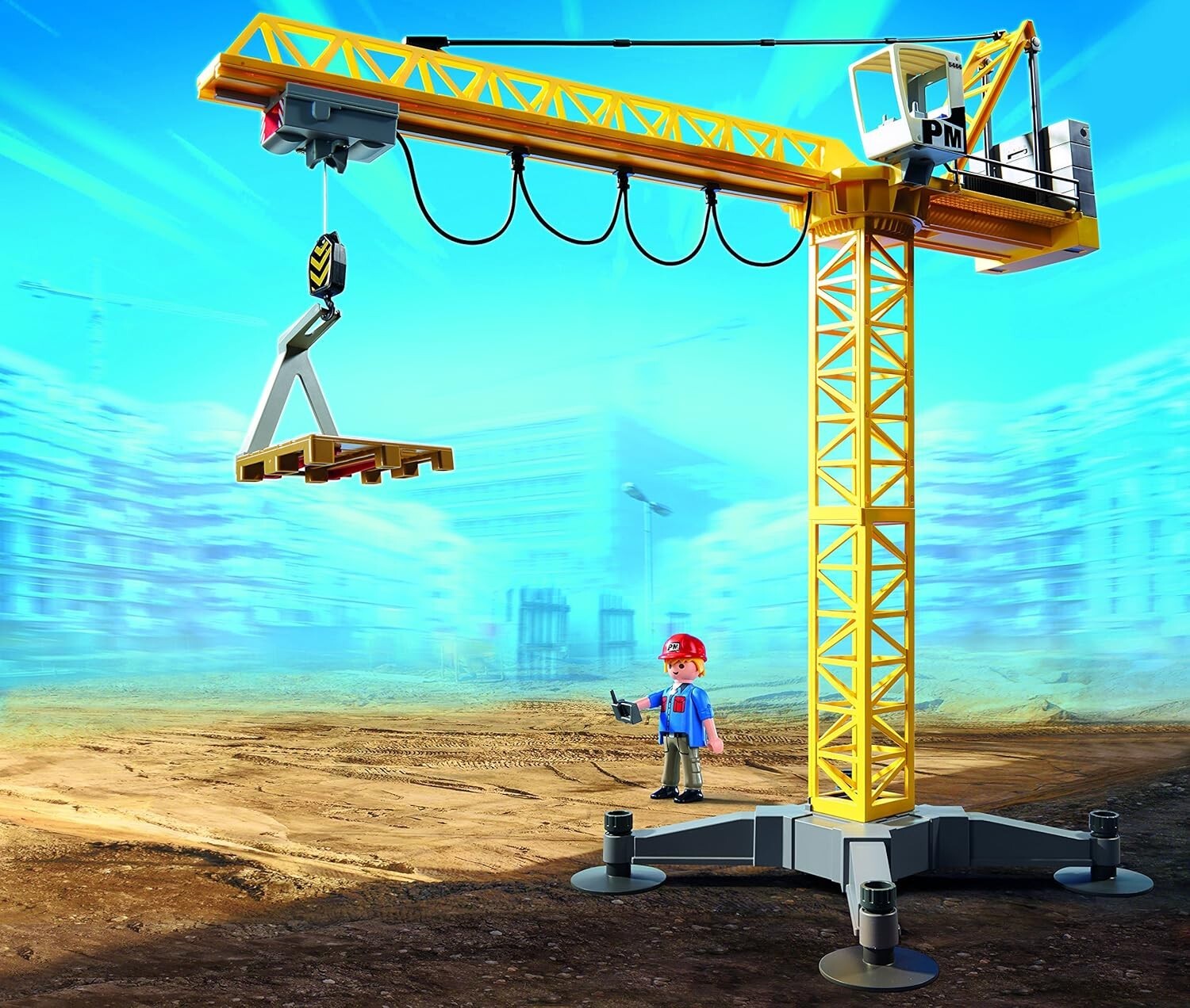 PLAYMOBIL City action Grande Grue De Chantier avec Télécommande Infrarouge 5466
